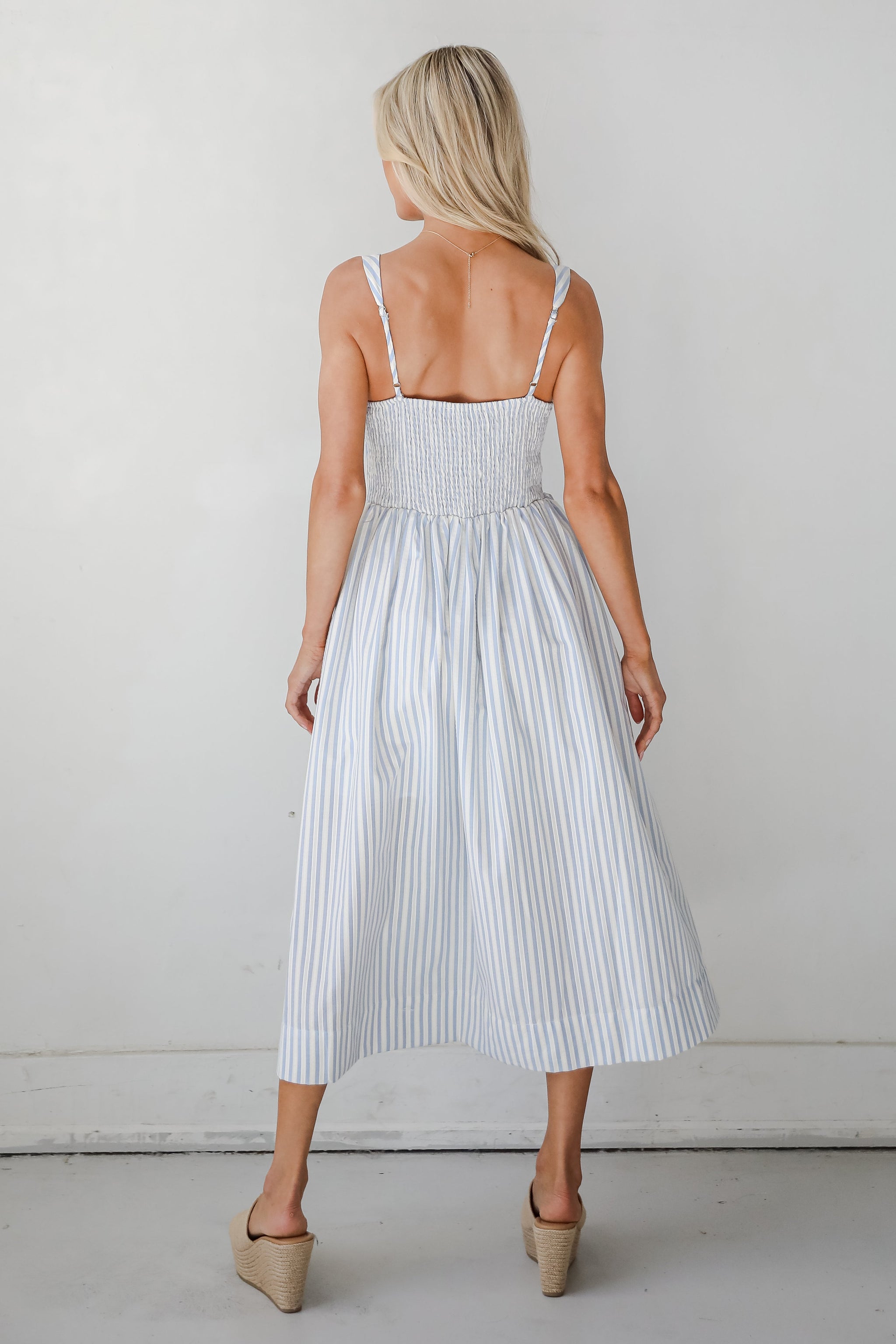 FINAL SALE - Let There Be Romance Light Blue Striped Midi Dress