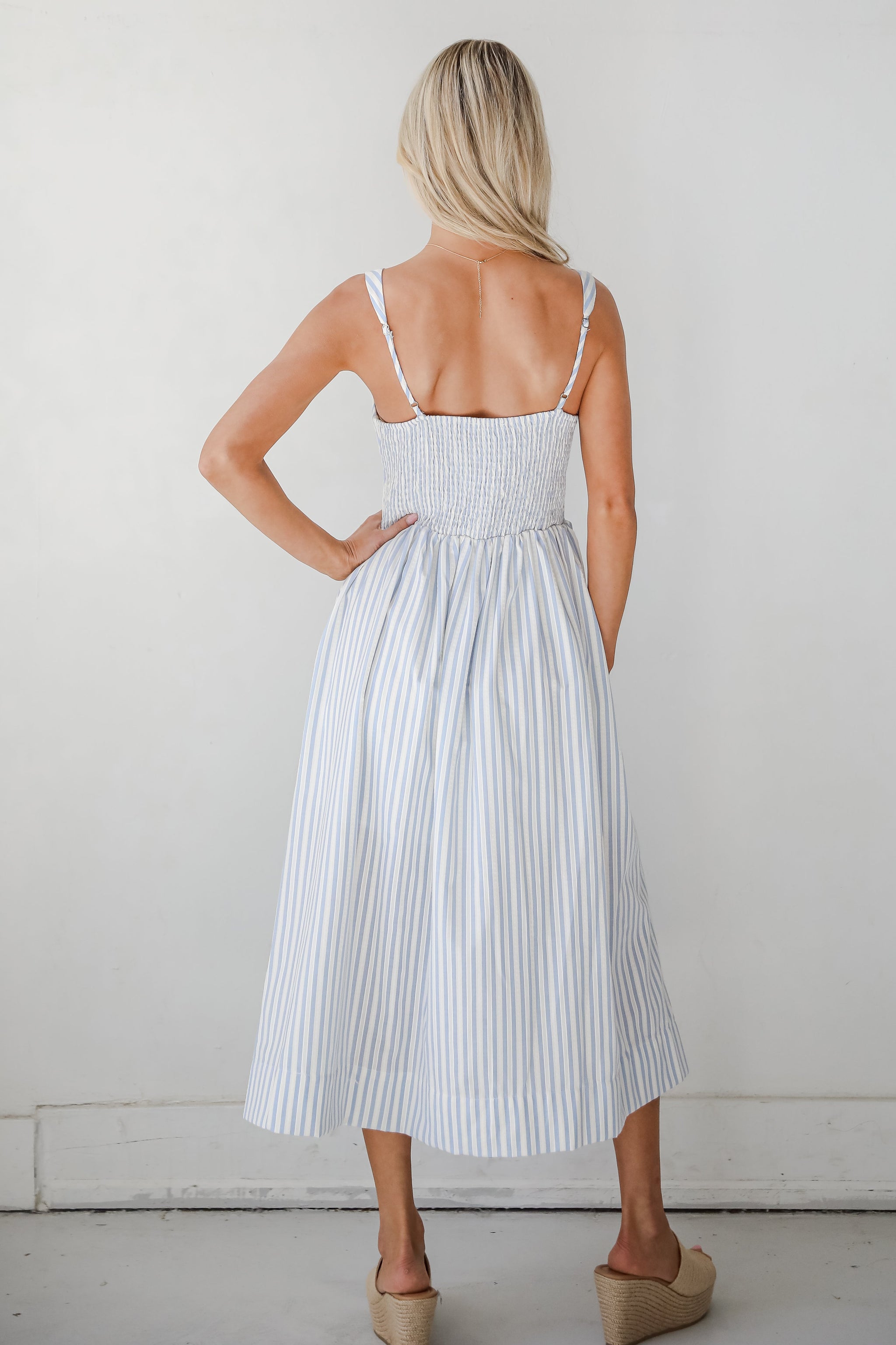 FINAL SALE - Let There Be Romance Light Blue Striped Midi Dress
