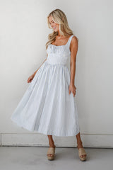 FINAL SALE - Let There Be Romance Light Blue Striped Midi Dress