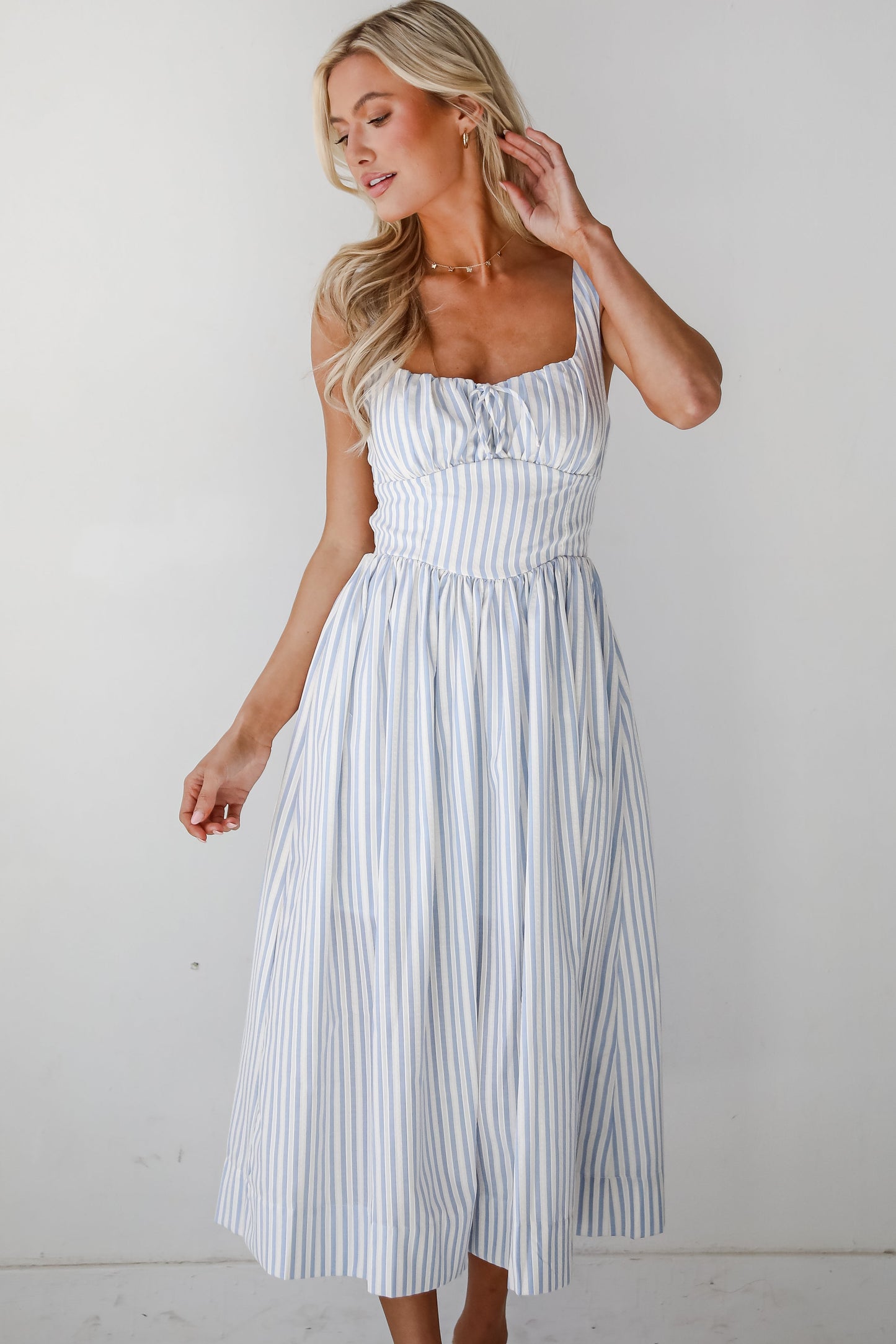 FINAL SALE - Let There Be Romance Light Blue Striped Midi Dress