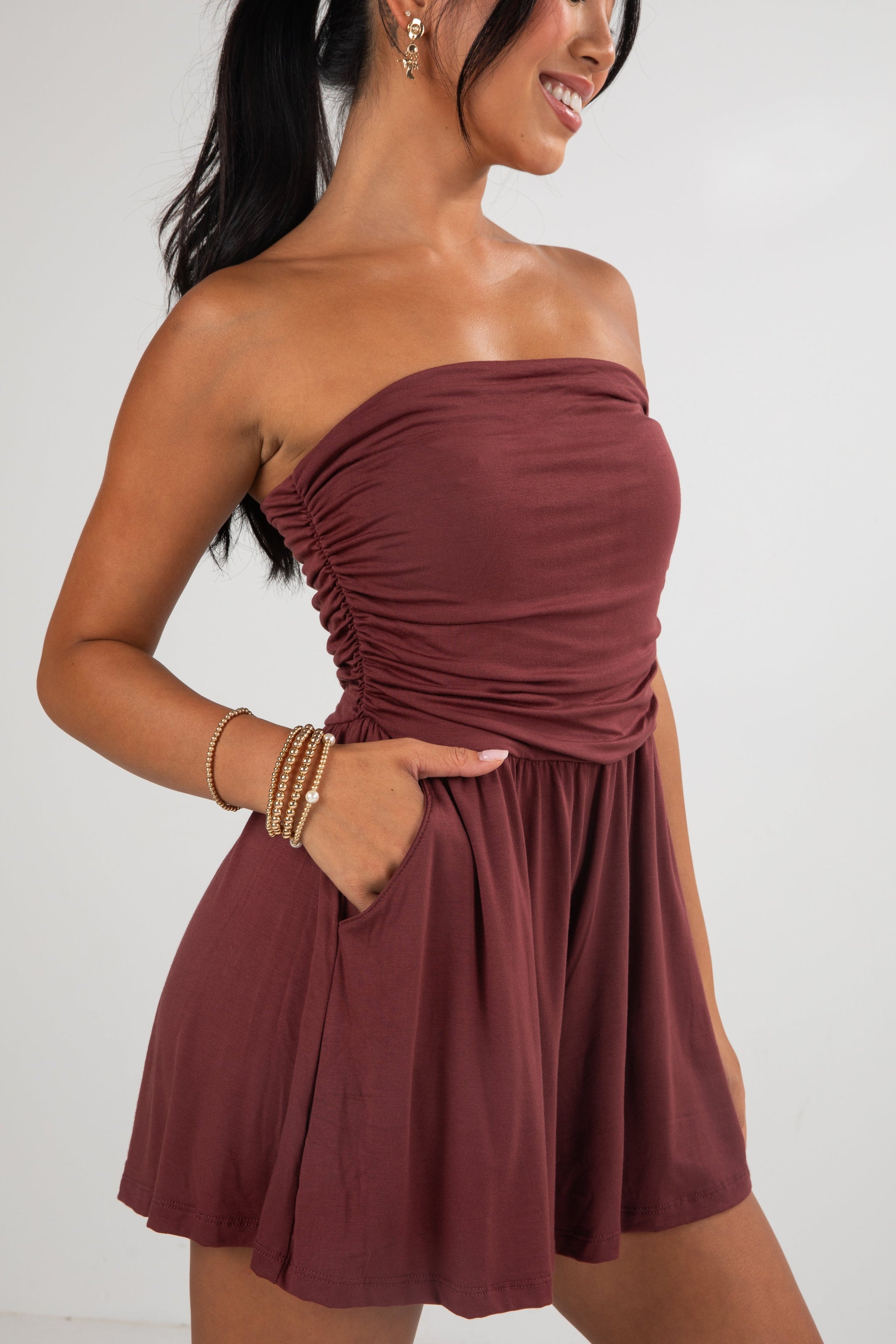 FINAL SALE - Now And Then Strapless Romper - DU DEAL