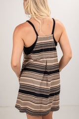 FINAL SALE - In The Moment Mocha Striped Romper Dress