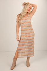 FINAL SALE - Right In Line Multi Crochet Midi Dress