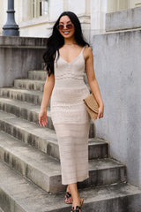 FINAL SALE - Perfect Outlook Natural Crochet Midi Dress