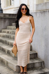 FINAL SALE - Perfect Outlook Natural Crochet Midi Dress