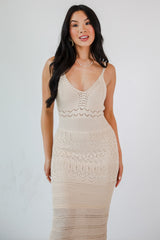FINAL SALE - Perfect Outlook Natural Crochet Midi Dress
