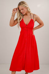 FINAL SALE - Right On Time Red Midi Dress