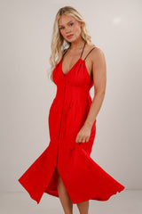 FINAL SALE - Right On Time Red Midi Dress