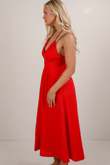 FINAL SALE - Right On Time Red Midi Dress