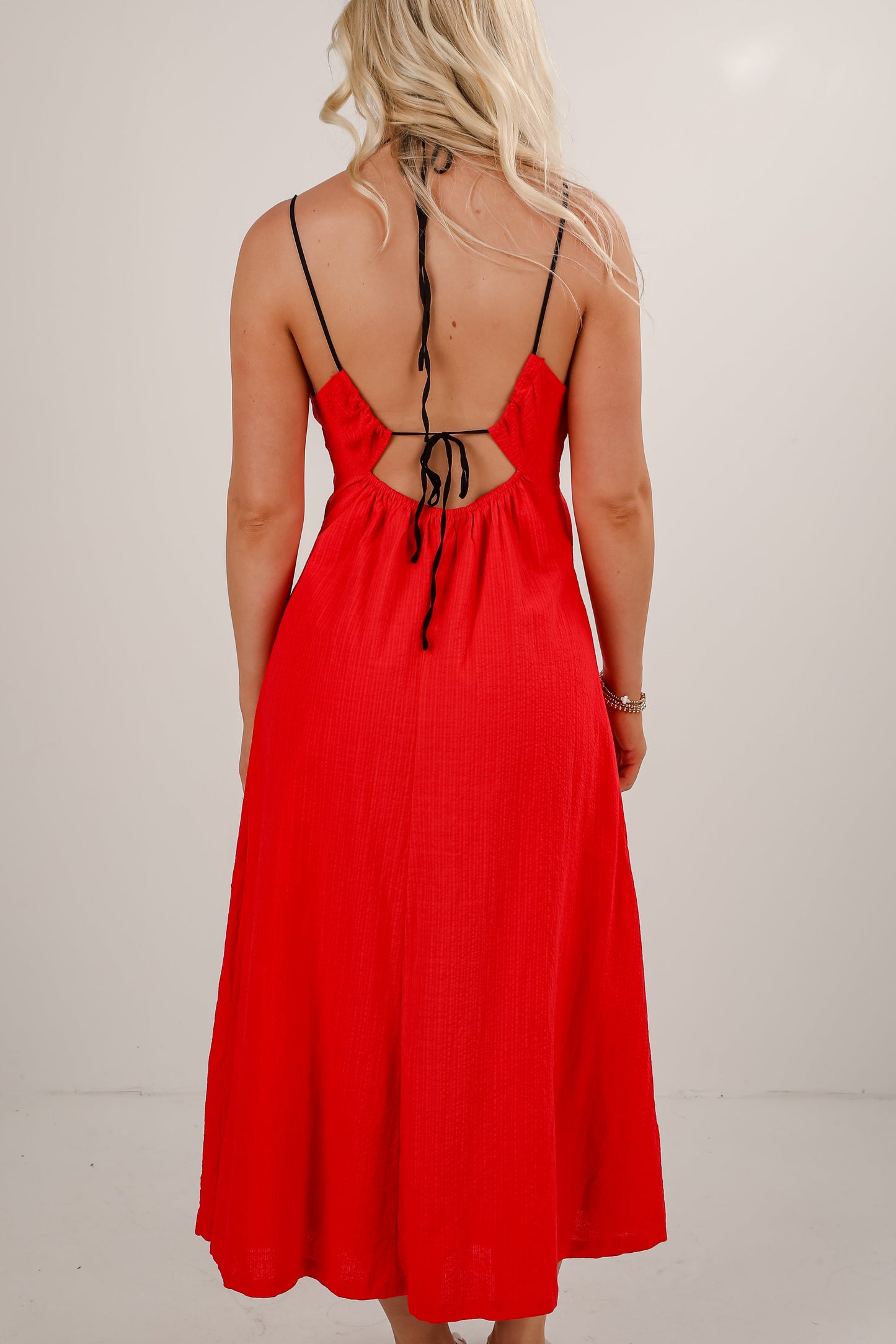 FINAL SALE - Right On Time Red Midi Dress