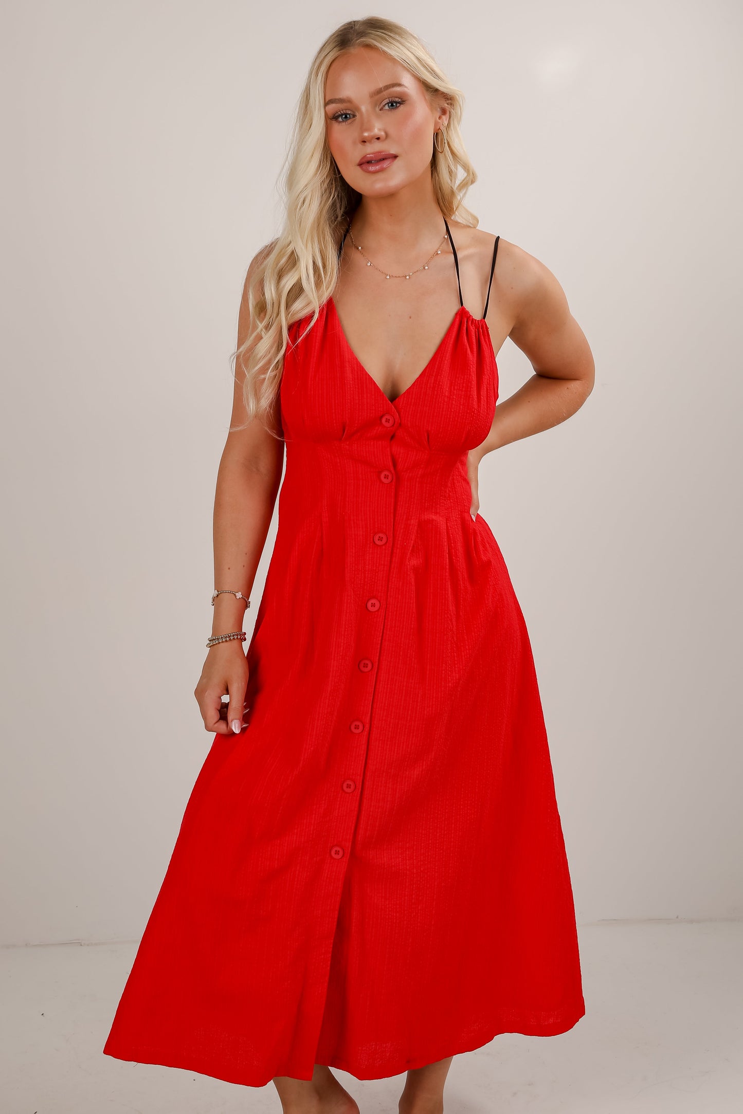 FINAL SALE - Right On Time Red Midi Dress