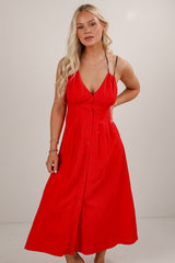 FINAL SALE - Right On Time Red Midi Dress