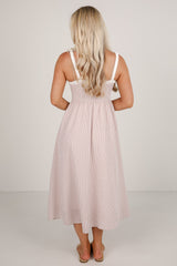 FINAL SALE - Sunny Day Classic Taupe Gingham Midi Dress