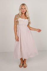 FINAL SALE - Sunny Day Classic Taupe Gingham Midi Dress