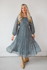 FINAL SALE - Endlessly Darling Teal Floral Midi Dress
