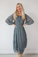FINAL SALE - Endlessly Darling Teal Floral Midi Dress