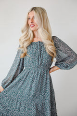 FINAL SALE - Endlessly Darling Teal Floral Midi Dress