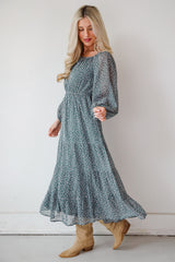FINAL SALE - Endlessly Darling Teal Floral Midi Dress