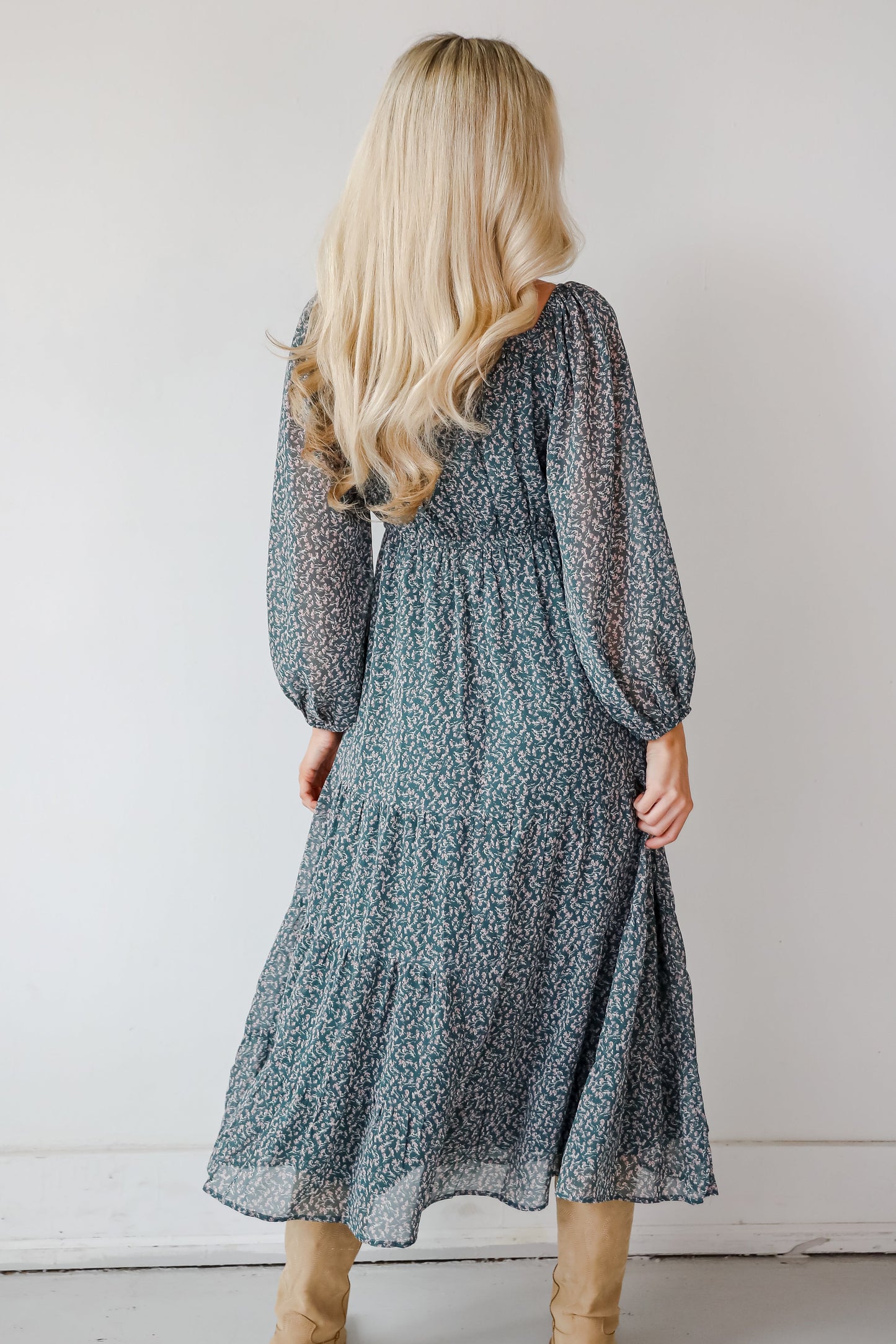 FINAL SALE - Endlessly Darling Teal Floral Midi Dress