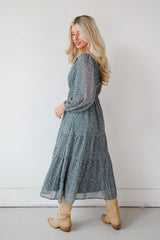 FINAL SALE - Endlessly Darling Teal Floral Midi Dress