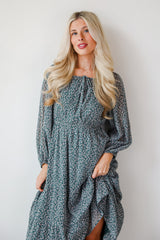 FINAL SALE - Endlessly Darling Teal Floral Midi Dress