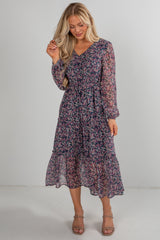 Giving You My Heart Teal Floral Midi Dress