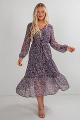 Giving You My Heart Teal Floral Midi Dress