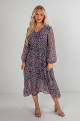 Giving You My Heart Teal Floral Midi Dress