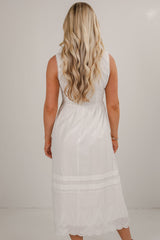 FINAL SALE - All I Could Want White Eyelet Bow Midi Dress